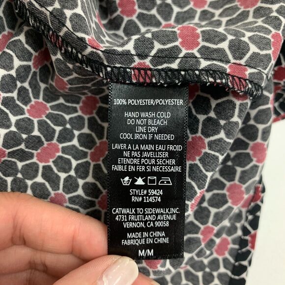 Pleione Blouse Womens M Medium Sheer Panel V Neck Lightweight Micro Pattern Tank - Picture 9 of 11